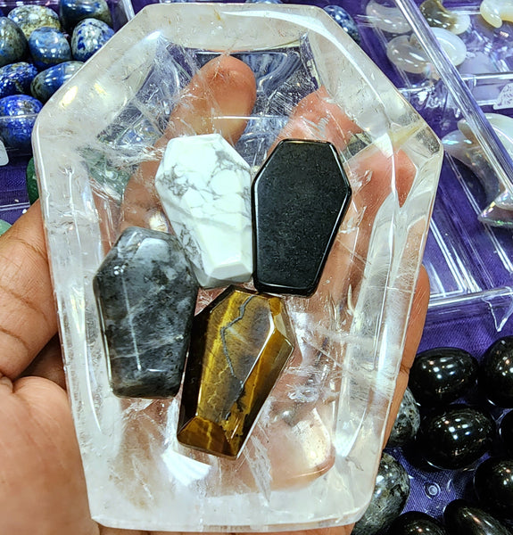 Coffin Offering Bowls in Clear Quartz