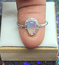 Rainbow Moonstone Teardrop Ring