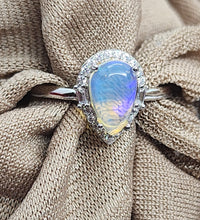 Rainbow Moonstone Teardrop Ring
