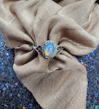 Rainbow Moonstone with Heart Band Ring