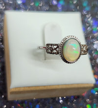 Rainbow Moonstone with Heart Band Ring