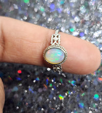 Rainbow Moonstone with Heart Band Ring