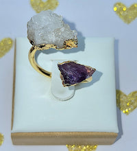 Amethyst with Druzy Quartz Ring