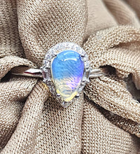 Rainbow Moonstone Teardrop Ring