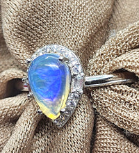 Rainbow Moonstone Teardrop Ring