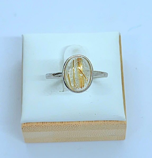 Gold Rutilated Quartz Ring