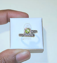 Princess Cut Peridot Ring in Sterling Silver