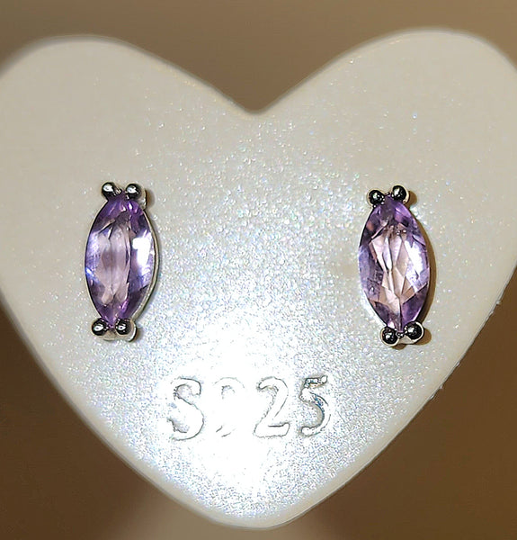 Amethyst Stud Earrings in Sterling Silver