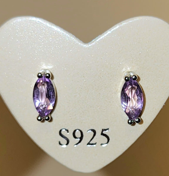 Amethyst Stud Earrings in Sterling Silver