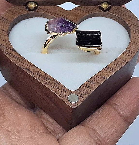 Amethyst with Black Tourmaline Ring