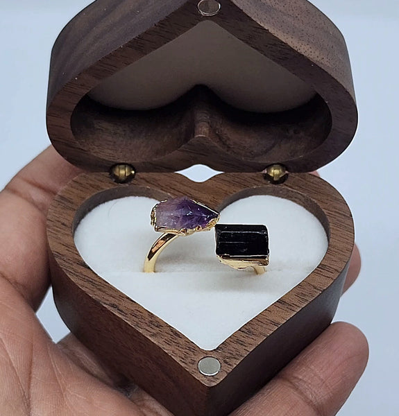 Amethyst with Black Tourmaline Ring