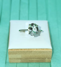 Green Amethyst Prasiolite Solitaire Ring in Sterling Silver