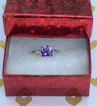 Princess Cut Amethyst Solitaire Ring in Sterling Silver