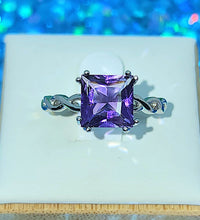 Princess Cut Amethyst Solitaire Ring in Sterling Silver