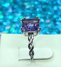 Princess Cut Amethyst Solitaire Ring in Sterling Silver