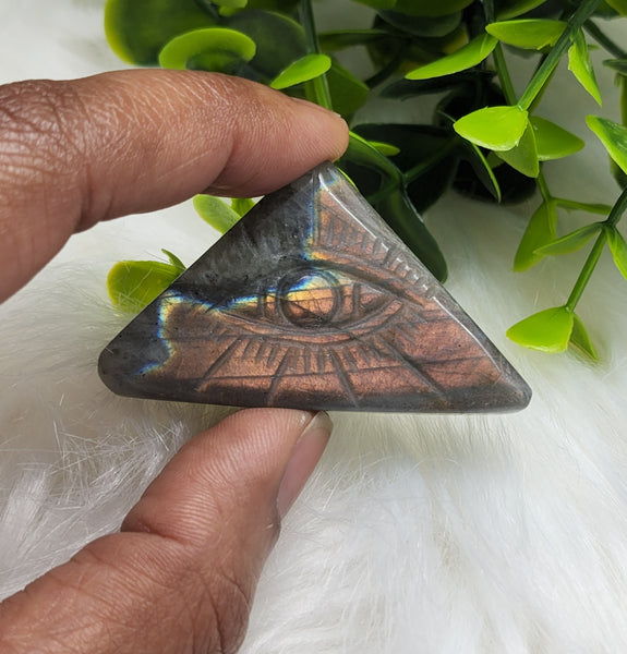 Labradorite Evil Eye Pyramid Carvings