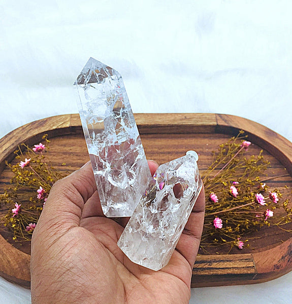 Clear Crackle Quartz Towers