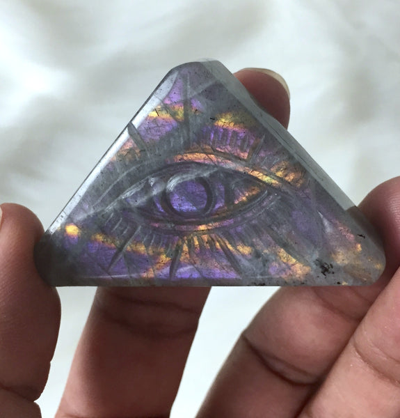 Labradorite Evil Eye Pyramid Carvings