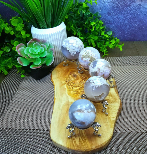 Purple Flower Agate Spheres