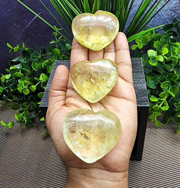 Natural Citrine Heart Carving