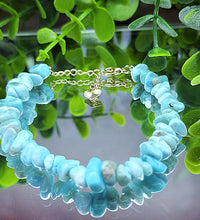 Adjustable Larimar Bracelet with Heart Charm