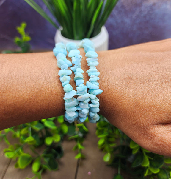 Adjustable Larimar Bracelet with Heart Charm