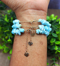 Adjustable Larimar Bracelet with Heart Charm