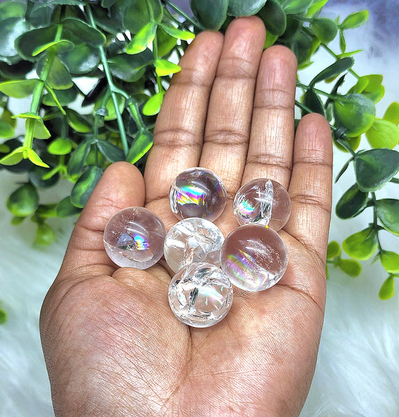 Flashy Crackle Quartz Mini Spheres