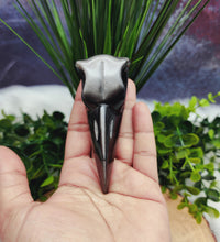 Lg Silver Sheen Obsidian Crow Skull