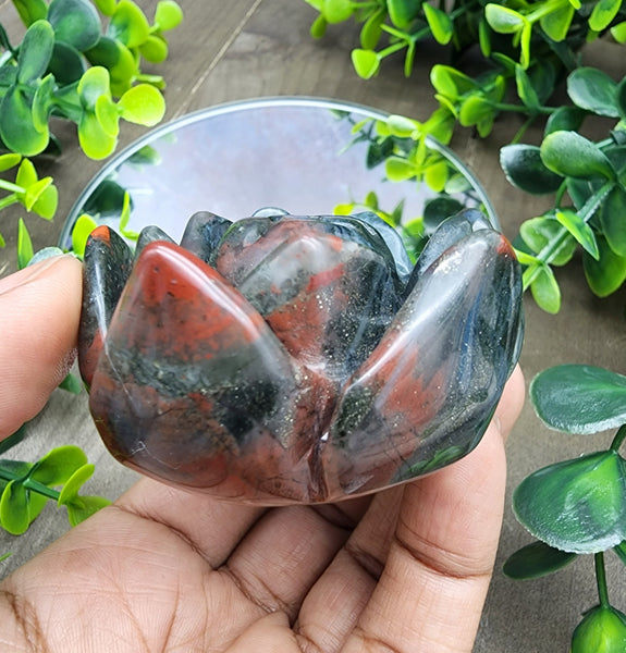 African Bloodstone Flower Carving