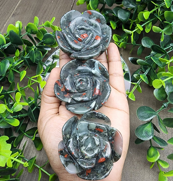 African Bloodstone Flower Carving