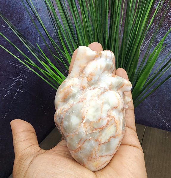 Red Vein Jasper Anatomical Heart Carvings