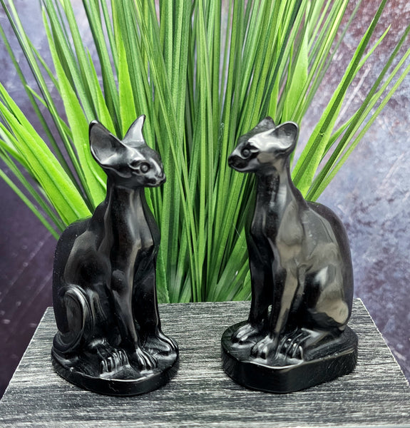 Black Obsidian Bastet Carving