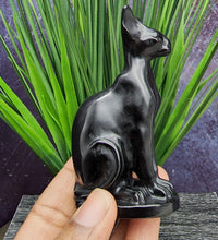 Black Obsidian Bastet Carving