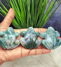 Adorable Moss Agate Frog Carvings