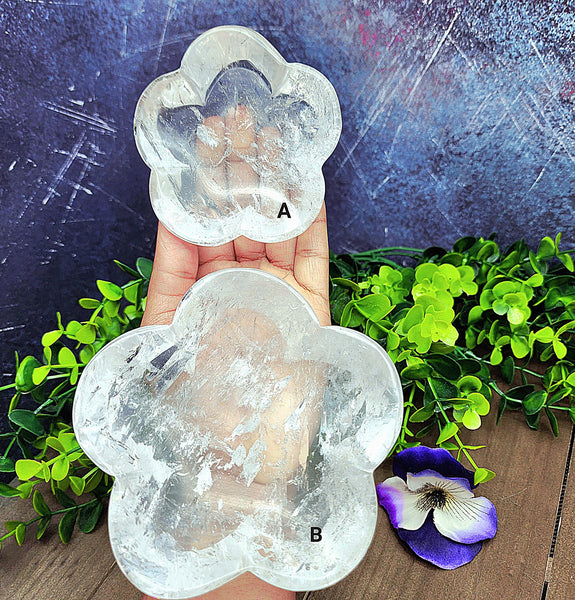 Clear Quartz Flower Bowls