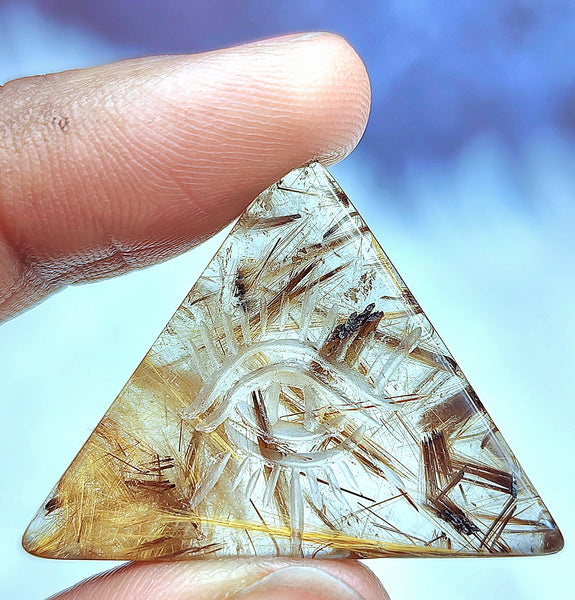 High Grade Rutilated Quartz Evil Eye Carvings