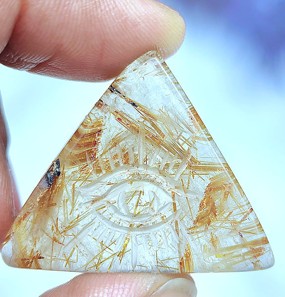 High Grade Rutilated Quartz Evil Eye Carvings