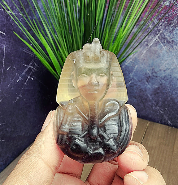 Yellow Fluorite Pharaoh Bust Carvings