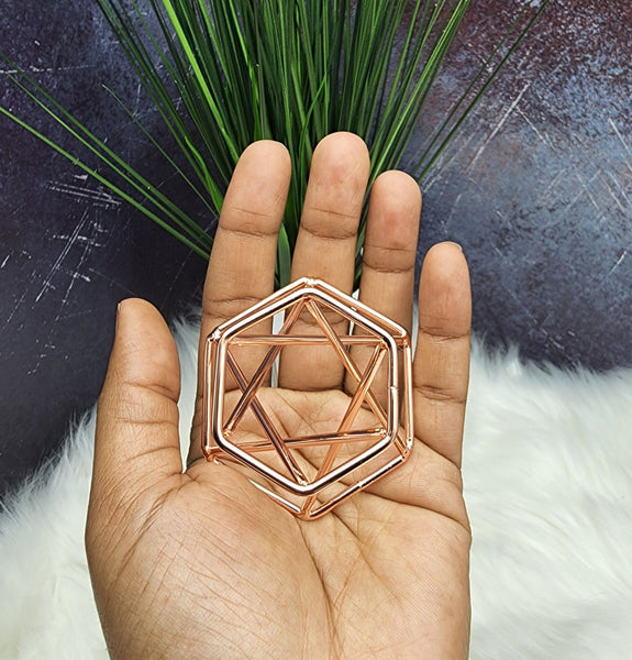 Copper Hexagon Crystal Display Stand