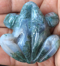 Adorable Moss Agate Frog Carvings