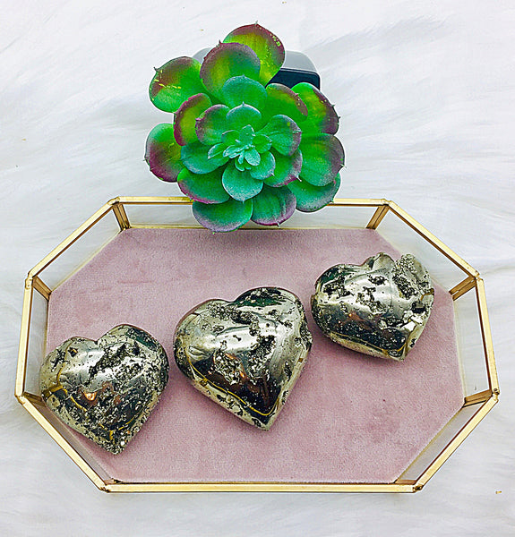 Large Pyrite Heart Cluster Carvings