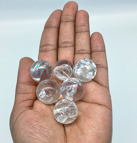 Rainbow Crackle Quartz Spheres